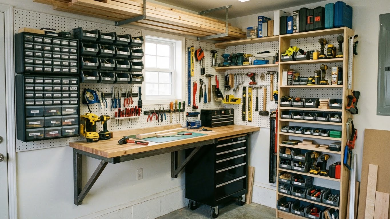 Creative vertical storage maximizing wall space